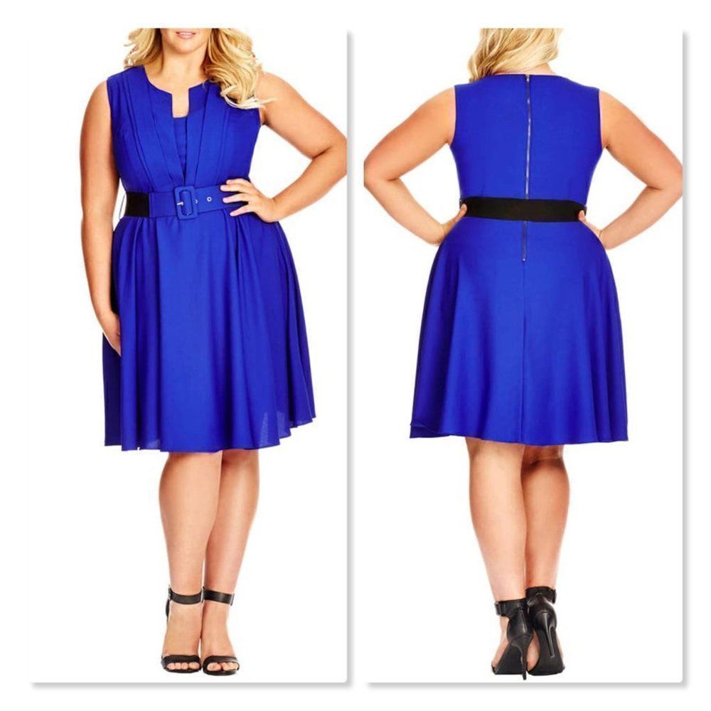 NEW! City Chic | 'Vintage Veroni' Fit & Fare Dress - size 22W in Blue